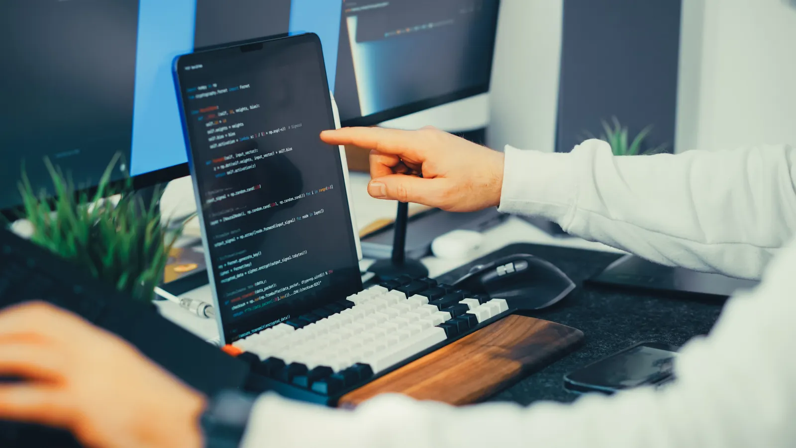 Developer reviewing application code during a Laravel rescue sprint